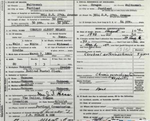 Carl Albert Pettersson Holm Death Certificate