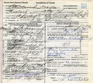 Ek, Charles F. Death Certificate